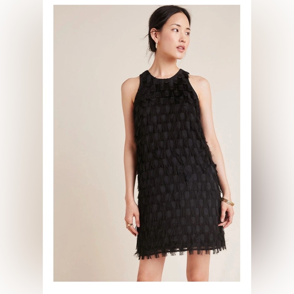 Anthropologie Black Textured Mini Dress